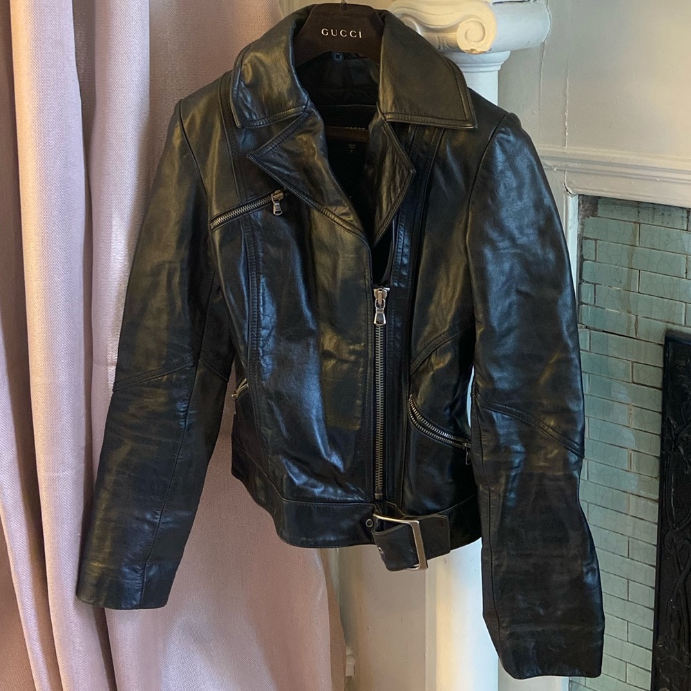Leather biker jacket
